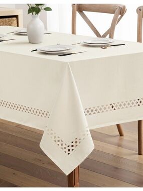 Decorative Cutout IVORY Tablecloth Waterproof Stain-Resistant INDOOR OUTDOOR